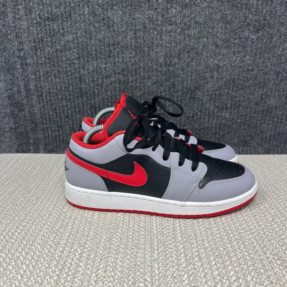 Nike Air Jordan 1 Low Cement Fire Red Black Grey Shoes Womens 6 4.5Y 553560-060